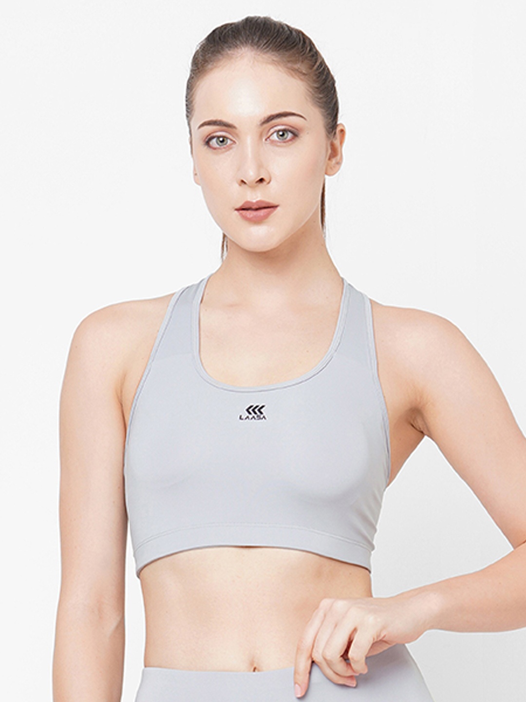 

LAASA SPORTS Removable Padding Seamless Moisture Wicking Sports Workout Bra, Grey