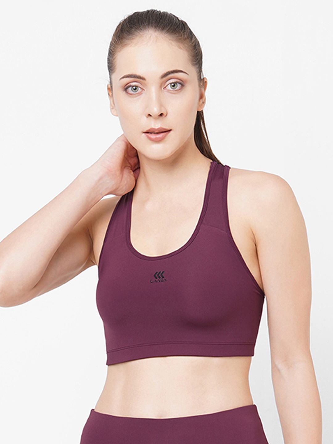 

LAASA SPORTS Full Coverage Styled Back Moisture Wicking Dry Fit Sports Bra, Maroon