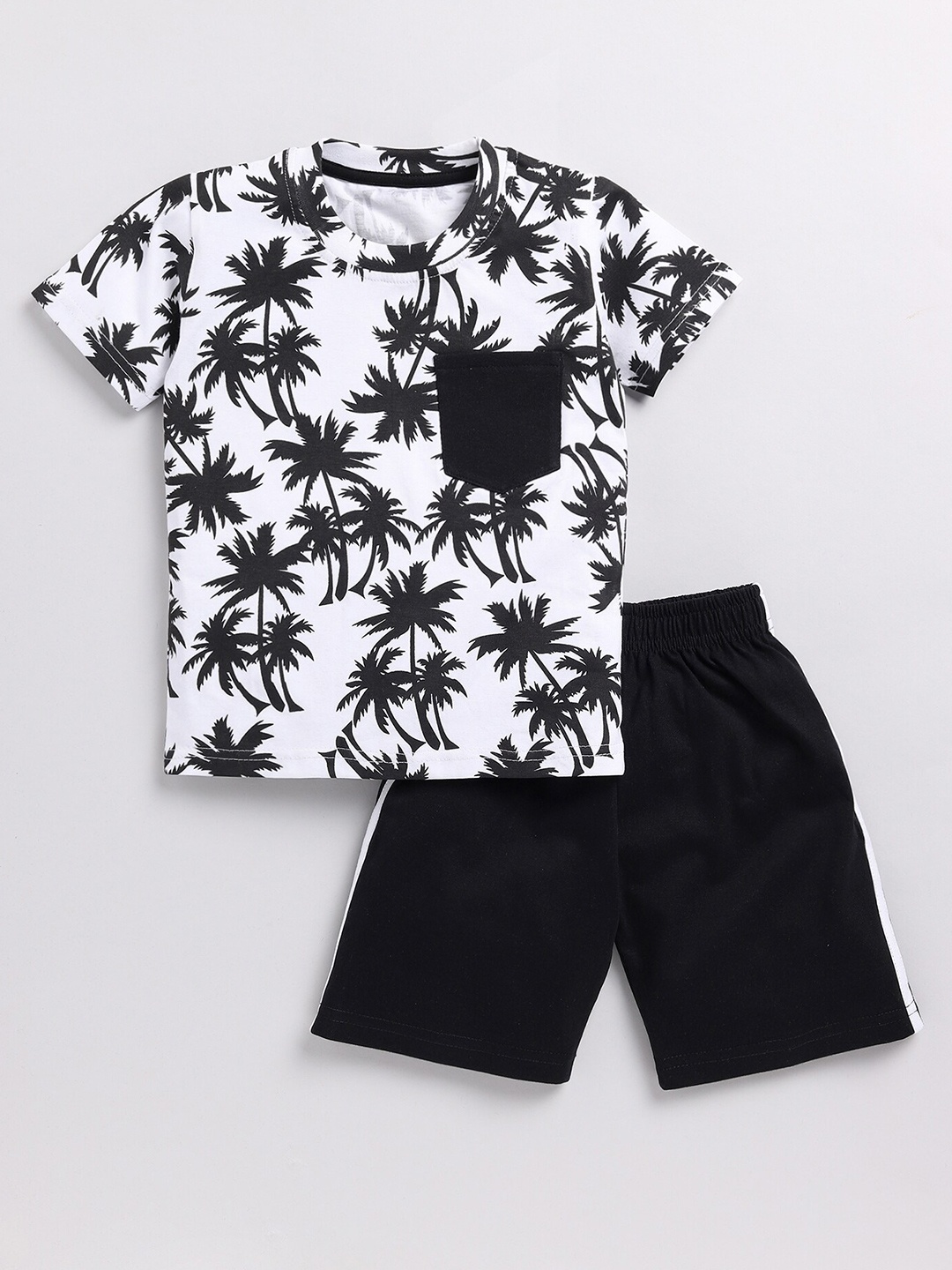 

Toonyport Boys Printed Cotton T-shirt with Shorts, White