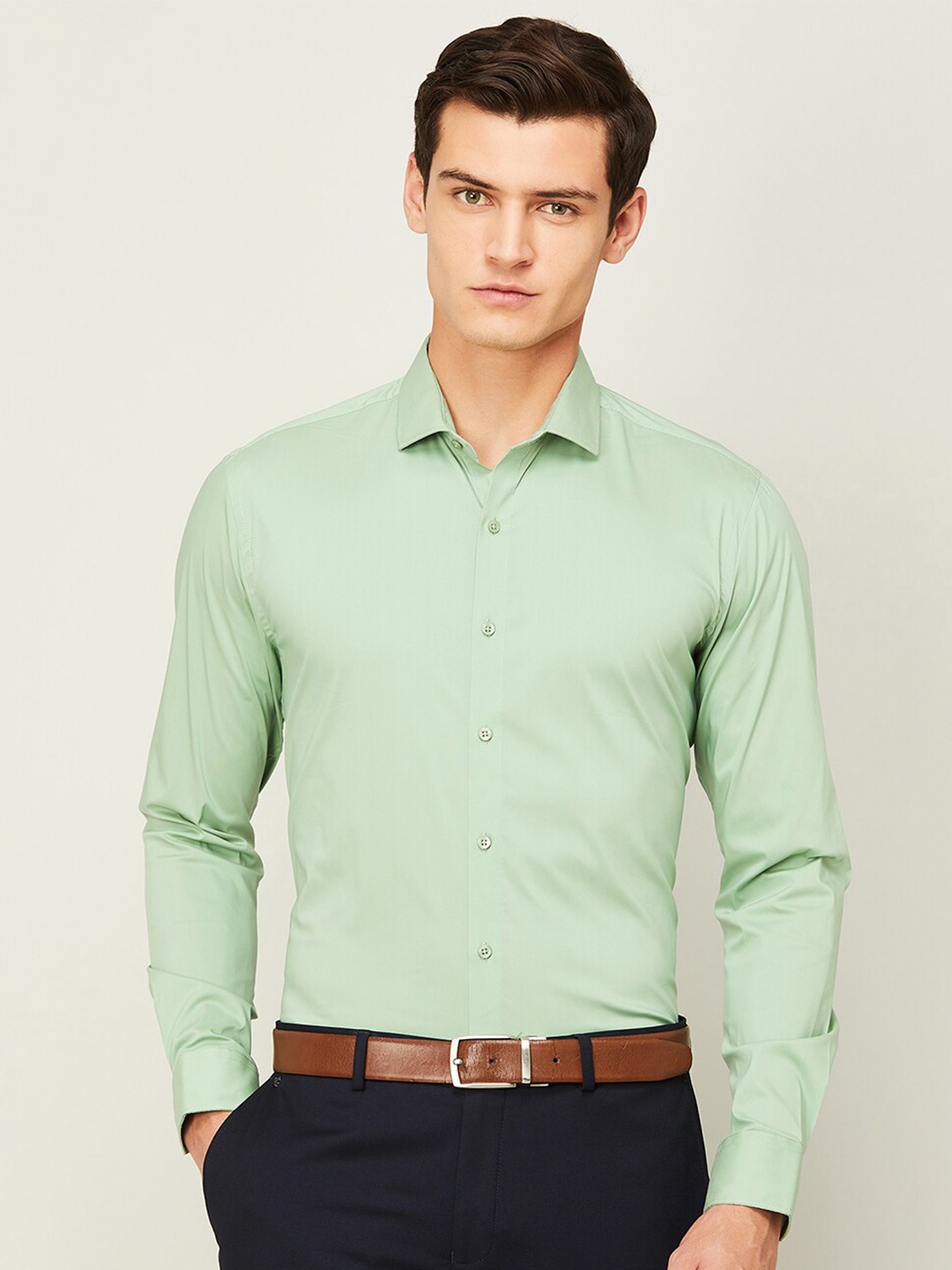 

CODE by Lifestyle Spread Collar Formal Shirt, Green