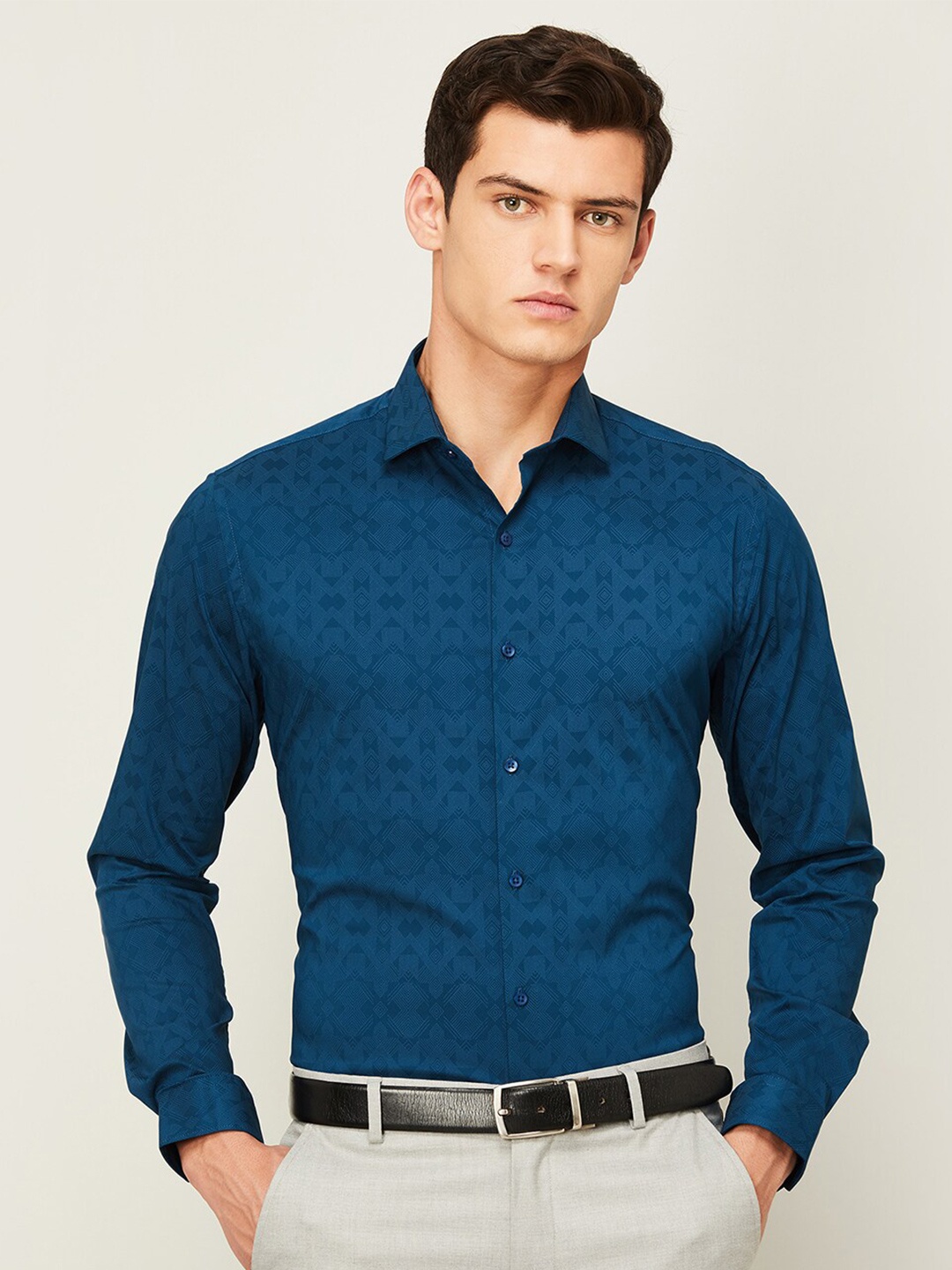 

CODE by Lifestyle Geometric Print Formal Shirt, Blue
