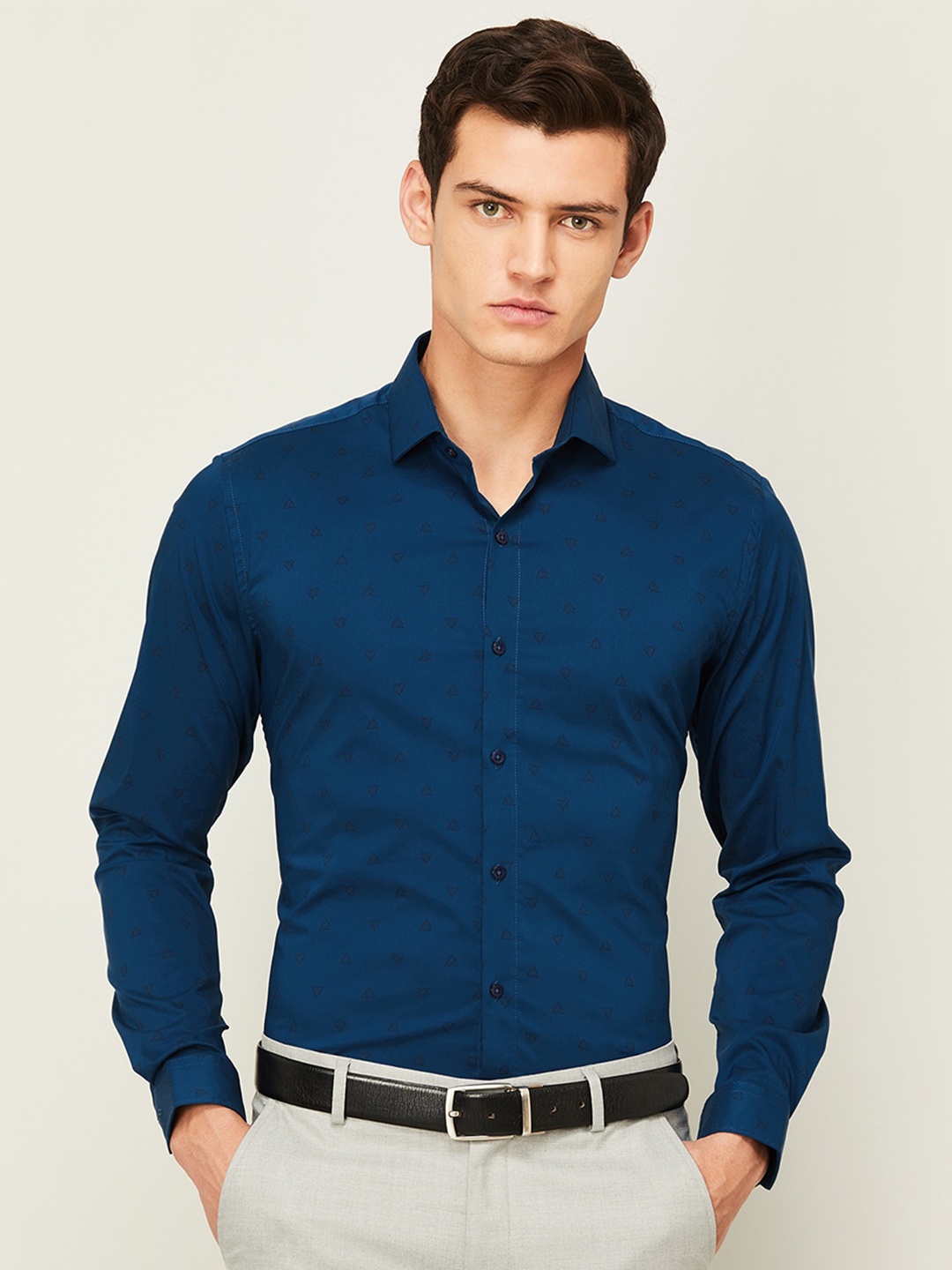 

CODE by Lifestyle Micro Ditsy Printed Formal Shirt, Blue