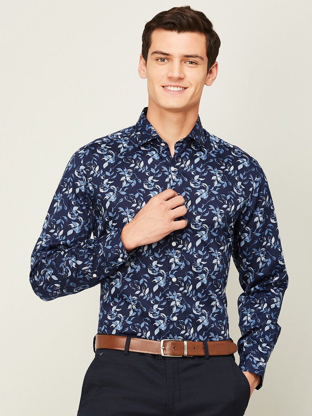 

CODE by Lifestyle Floral Print Cotton Formal Shirt, Teal
