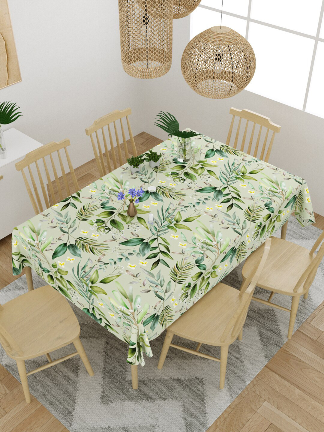 

EverHOME Green Printed Cotton 6 Seater Table Cover