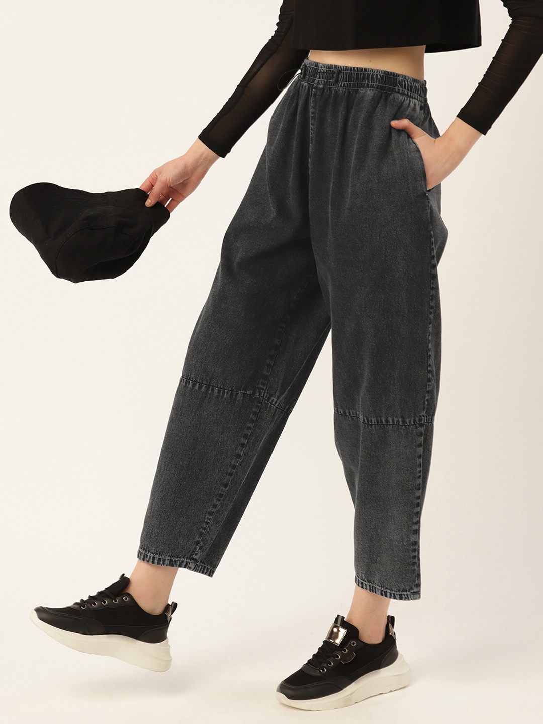 

DressBerry Jogger High-Rise Stretchable Cotton Jeans, Charcoal