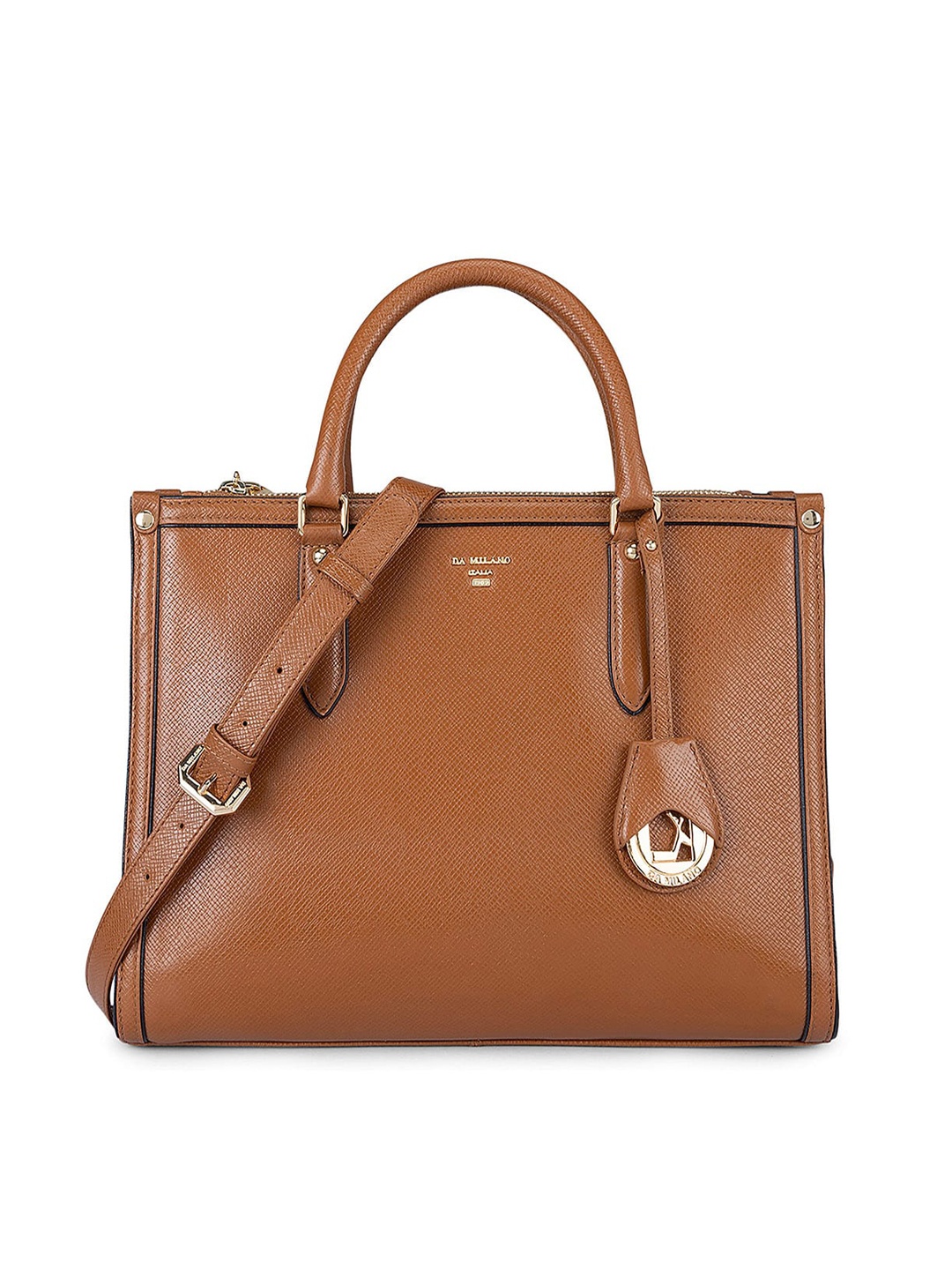 

Da Milano Leather Structured Handheld Bag, Brown