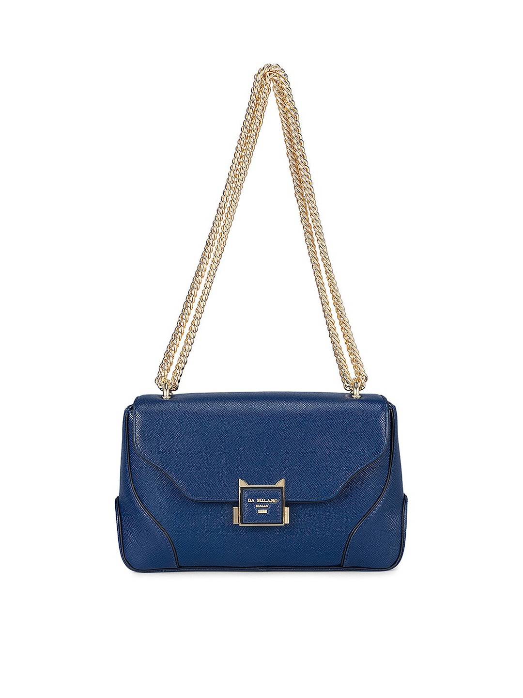 

Da Milano Women Leather Structured Sling with Buckled, Blue