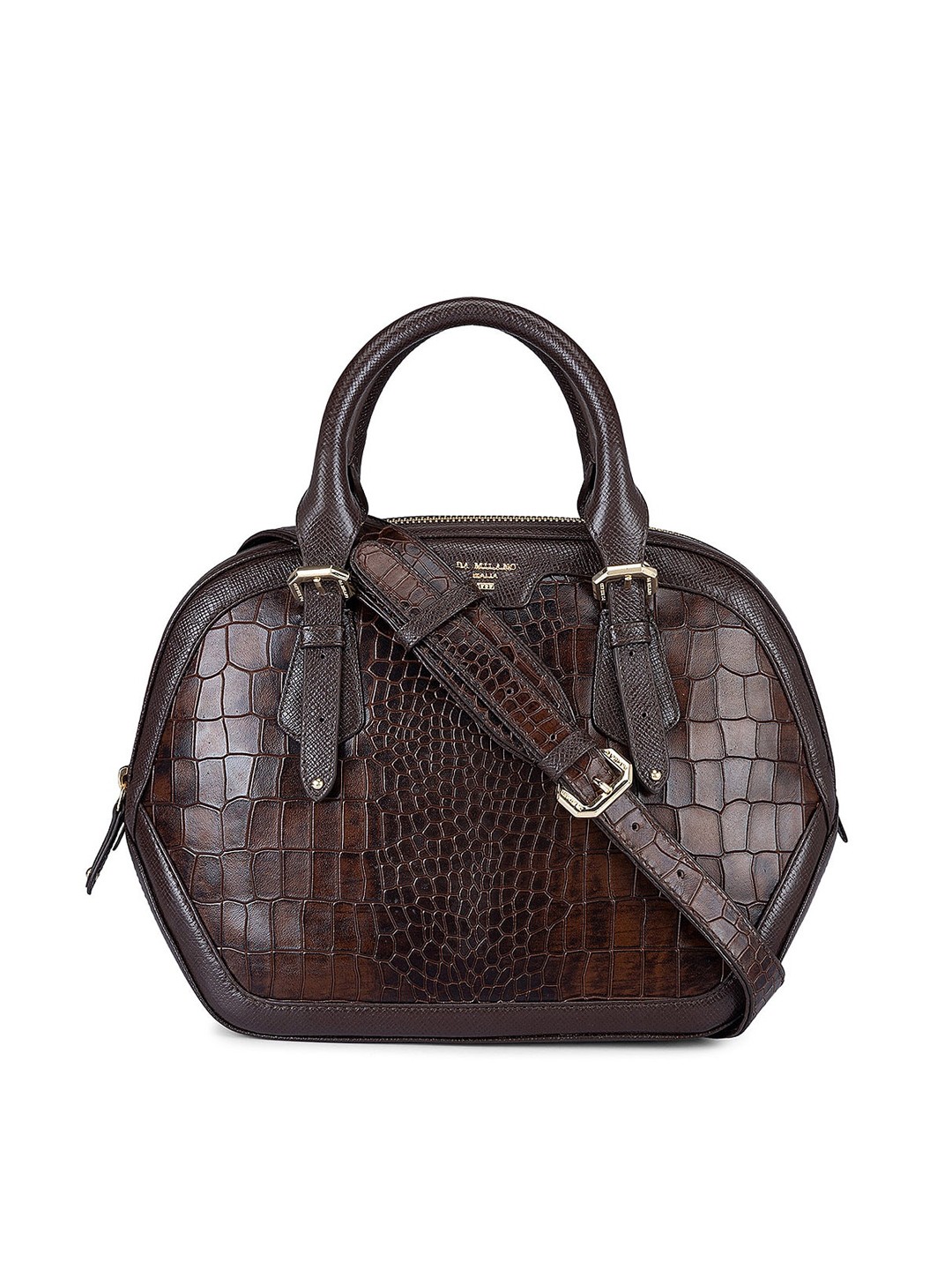 

Da Milano Animal Textured Leather Handheld Bag, Brown