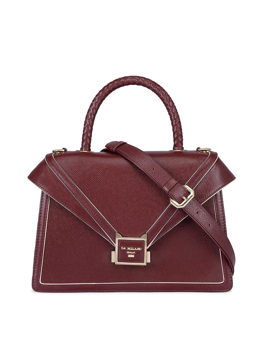 

Da Milano Women Leather Swagger Handheld Bag, Maroon