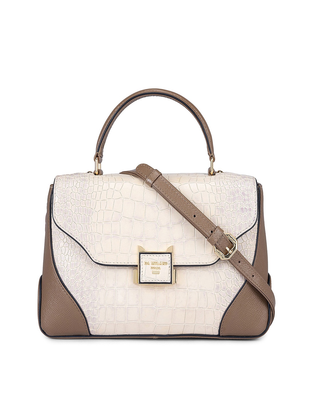 

Da Milano Textured Leather Structured Satchel, White