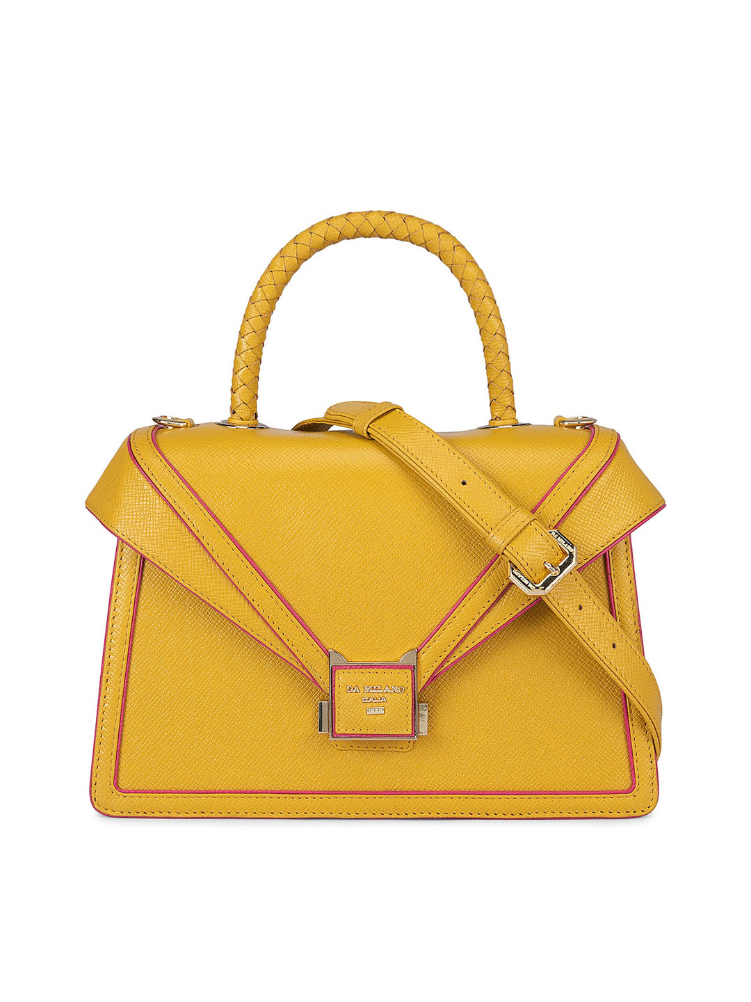 

Da Milano Leather Structured Satchel, Yellow