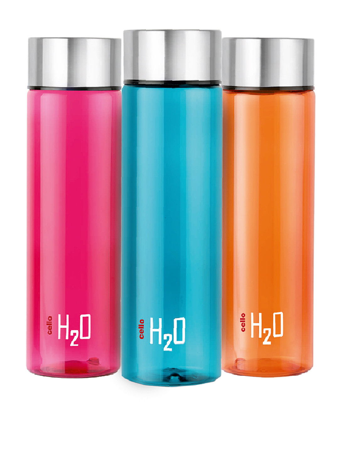 

Cello H2O STEELO 3 Pieces Assorted Round Water Bottles 1 L Each