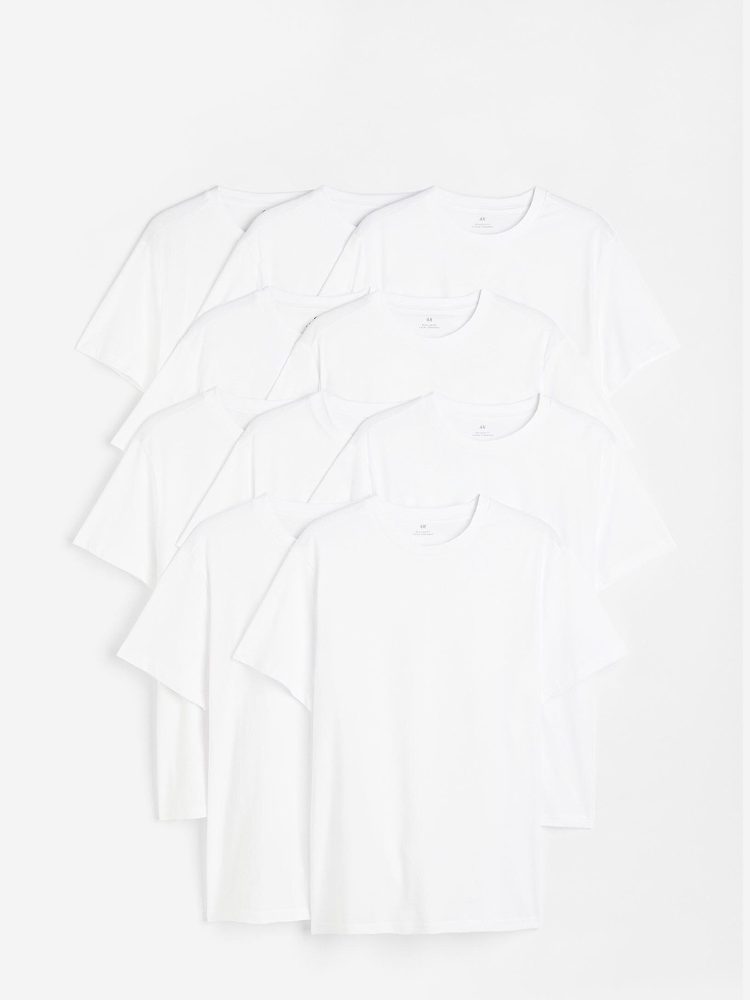 

H&M Men 10-Pack Regular Fit Round-Neck T-Shirts, White