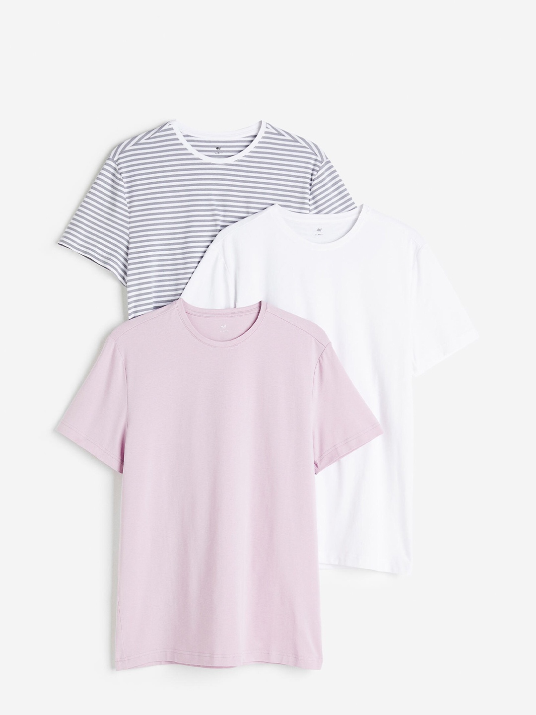 

H&M Men 3-Pack Slim Fit T-Shirts, Lavender