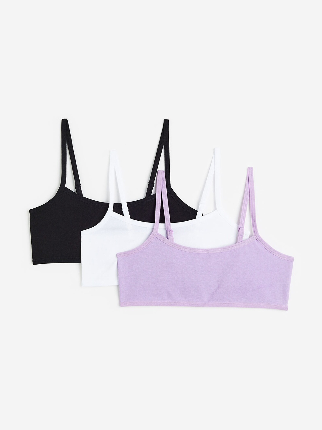 

H&M Girls 3-Pack Jersey Tops, Black