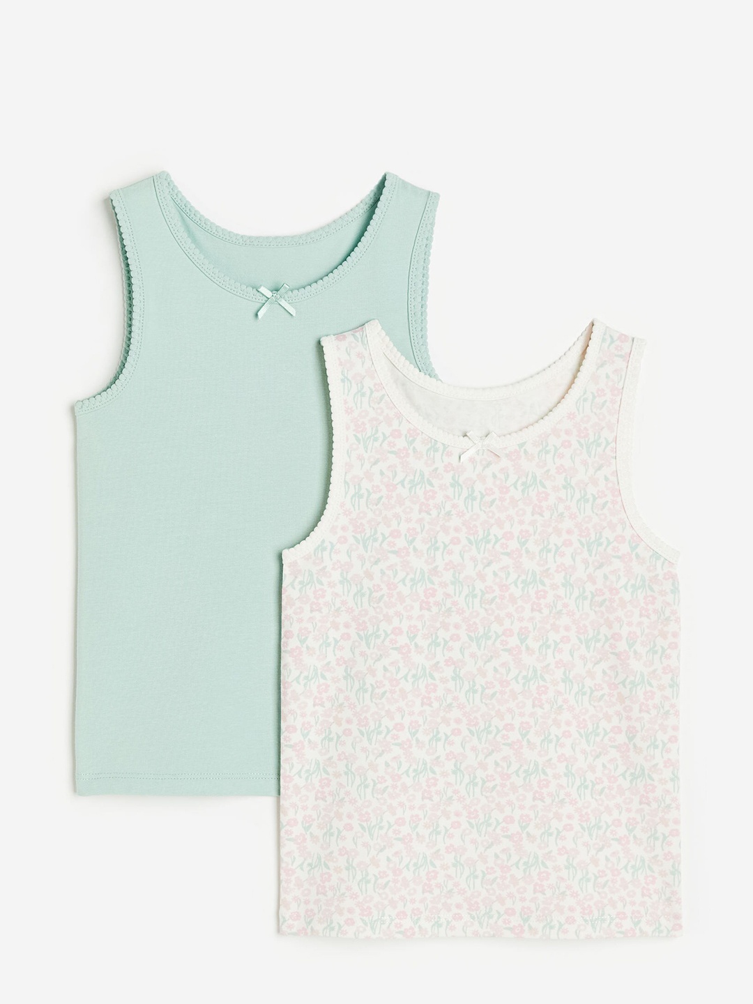 

H&M Girls 2-Pack Vest Tops, Sea green