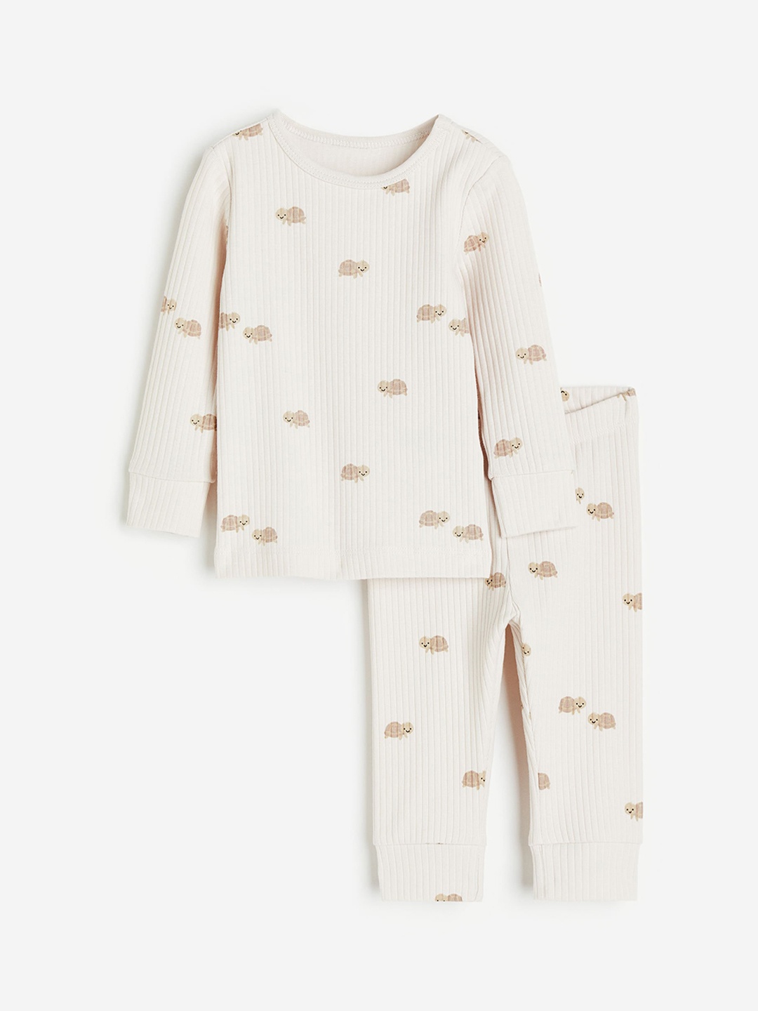 

H&M Infant Girls Ribbed Cotton Set, Beige