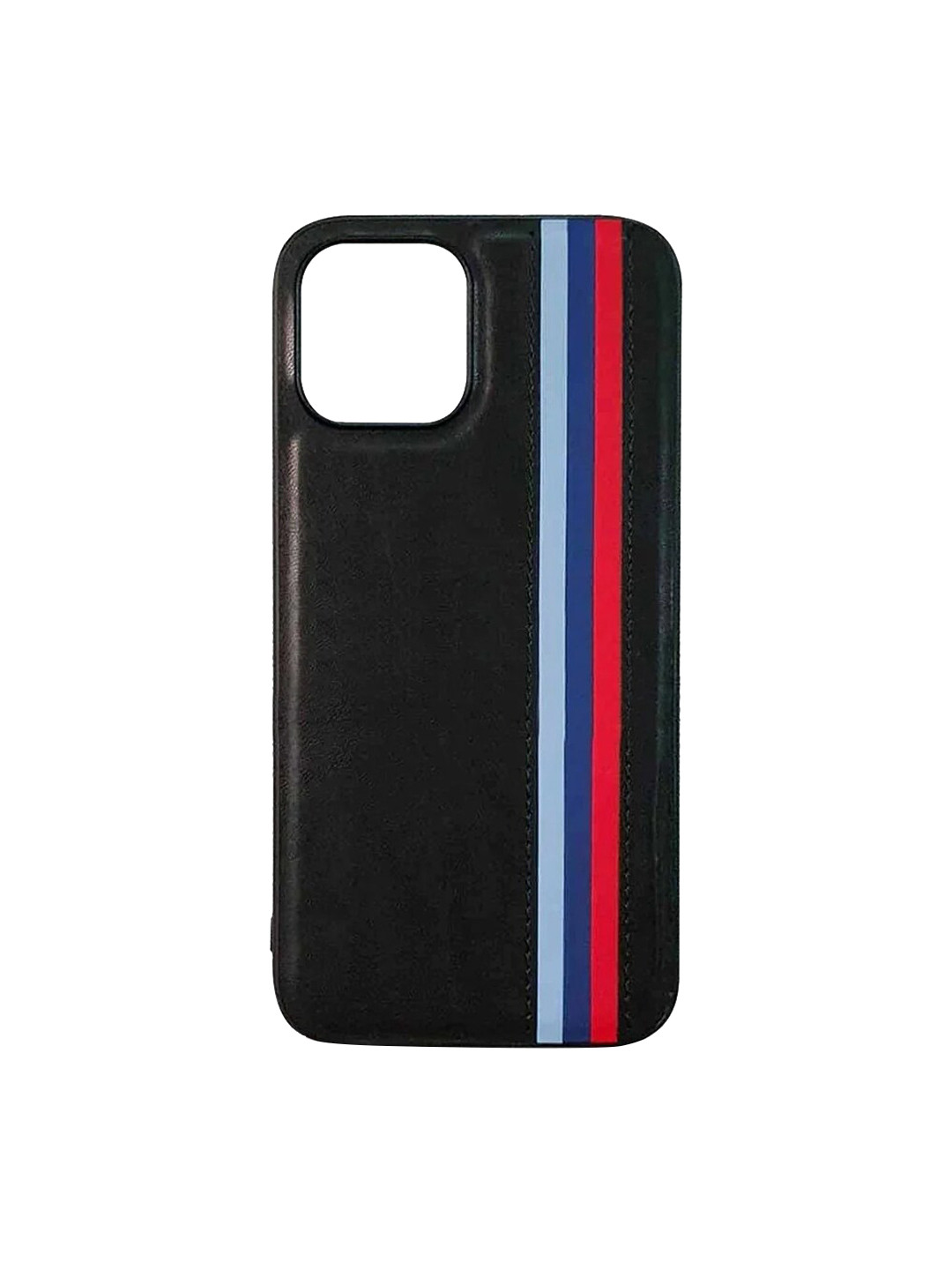 

TREEMODA iPhone 11 Striped Leather Phone Back Case, Black