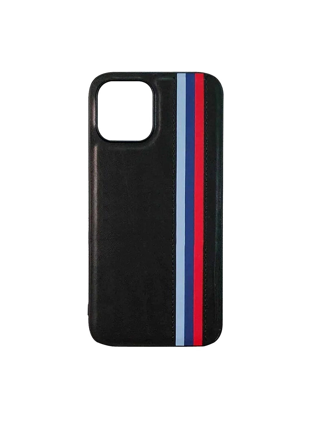 

TREEMODA Striped iPhone 12 Pro Striped Leather Phone Back Case, Black