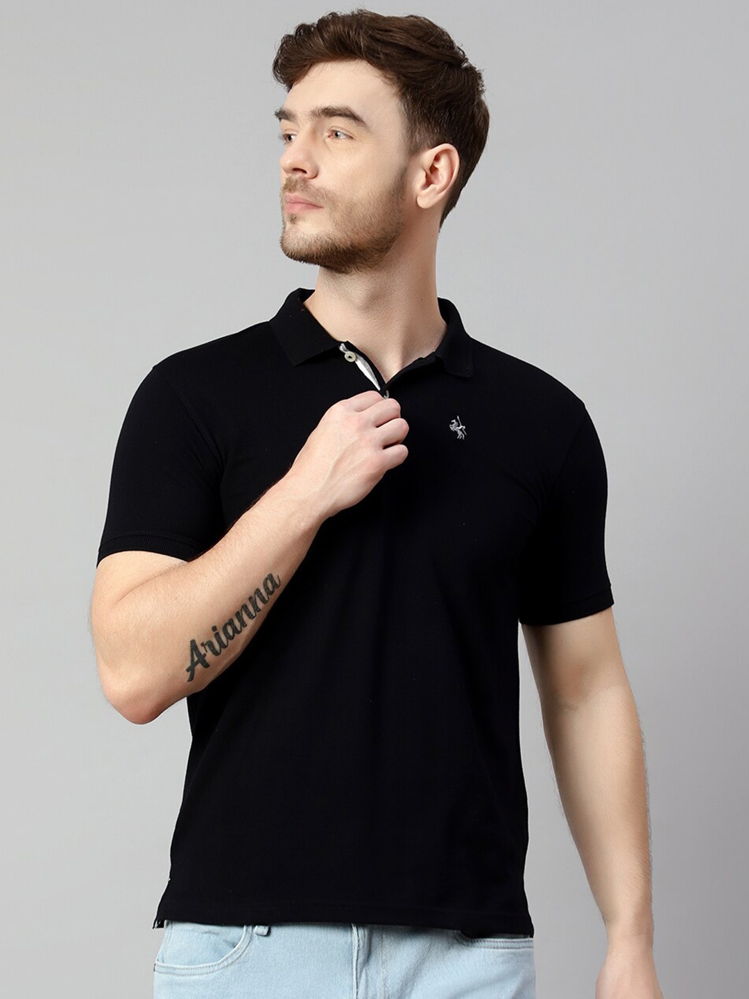

Cantabil Polo Collar Cotton T-shirt, Black