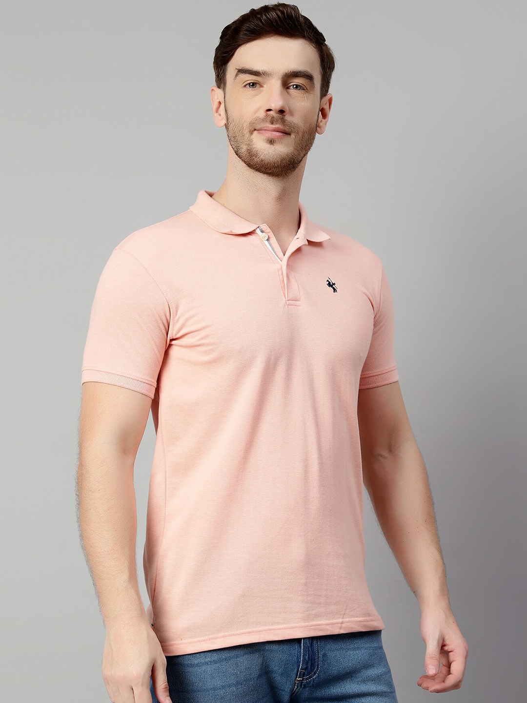 

Cantabil Polo Collar Short Sleeves Cotton T-shirt, Pink