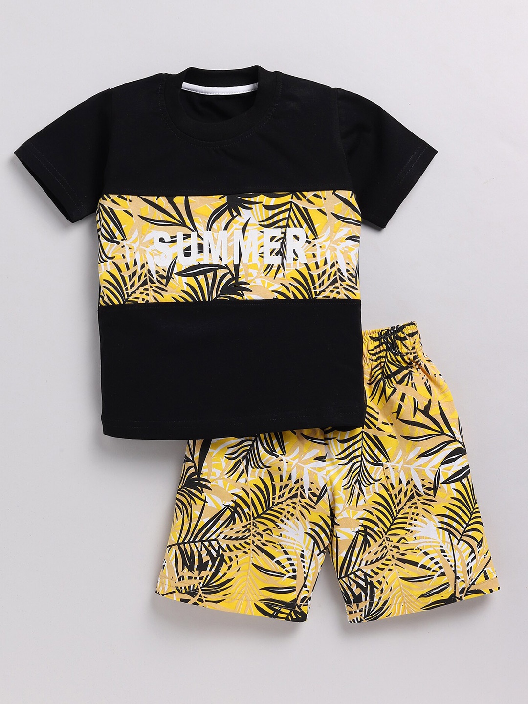 

Toonyport Boys Printed Cotton T-shirt with Shorts, Black