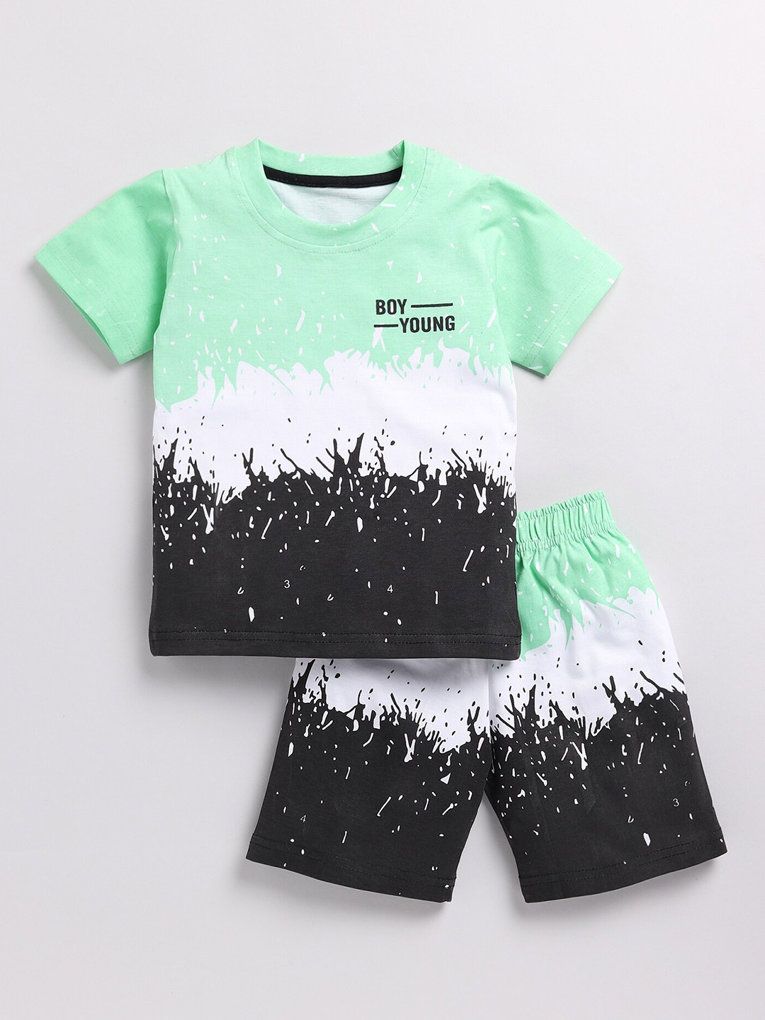 

Toonyport Boys Colourblocked Cotton T-shirt with Shorts, Green