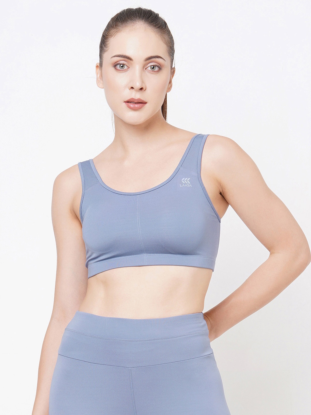 

LAASA SPORTS Full Coverage Seamless Moisture Wicking Dry Fit Sports Bra, Blue