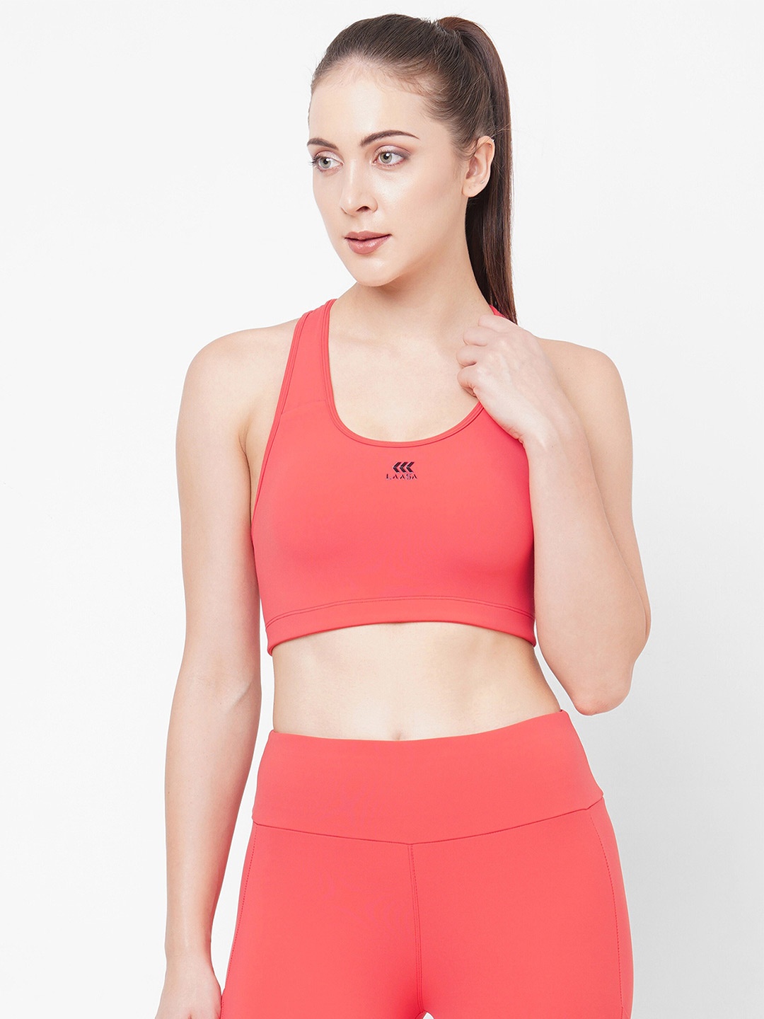 

LAASA SPORTS Removable Padding Non-Wired Moisture Wicking Dry-Fit Workout Bra, Red