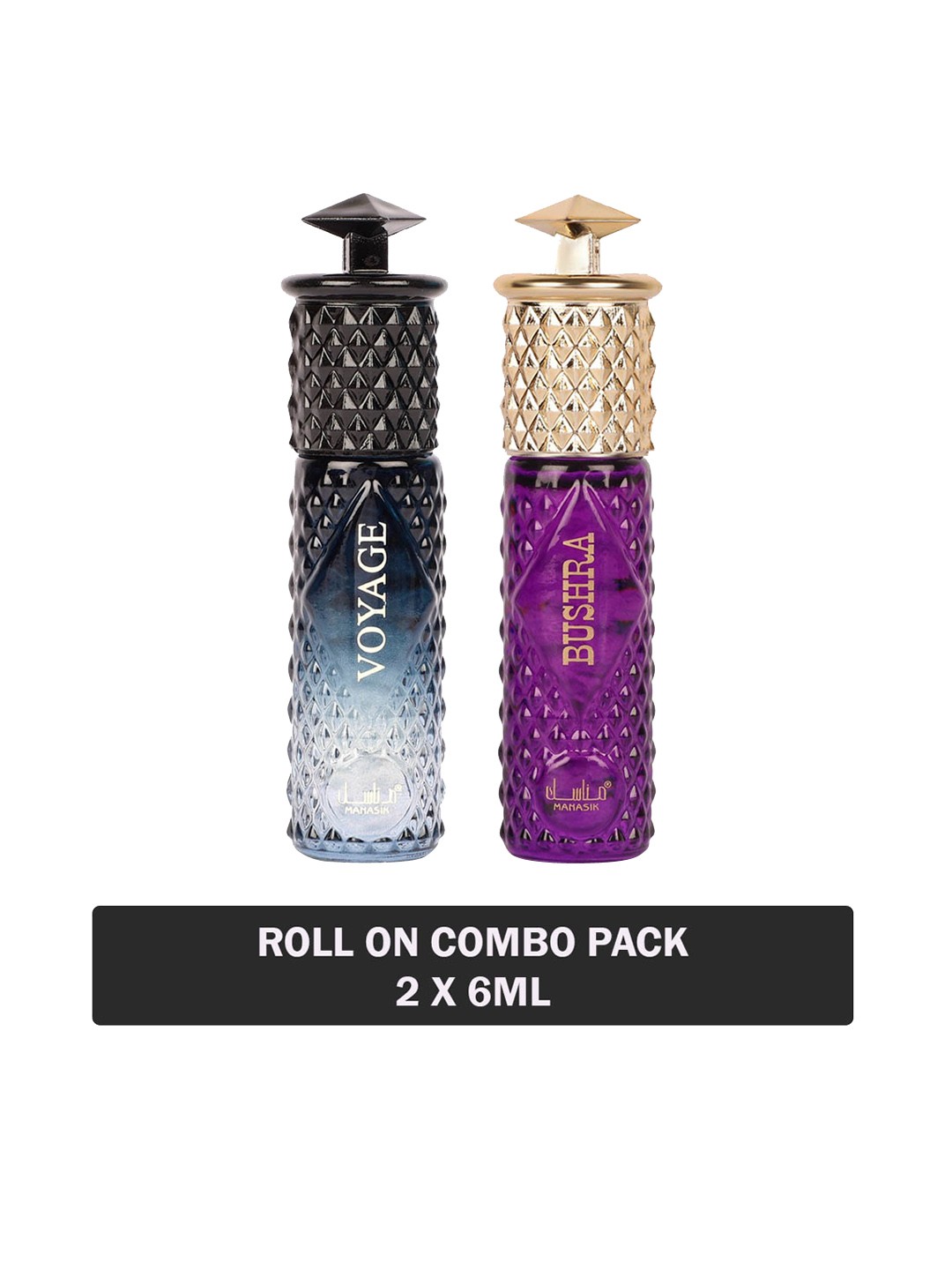 

MANASIK Set of Voyage & Bushra Long-Lasting Roll-On Attar - 6 ml each, Blue