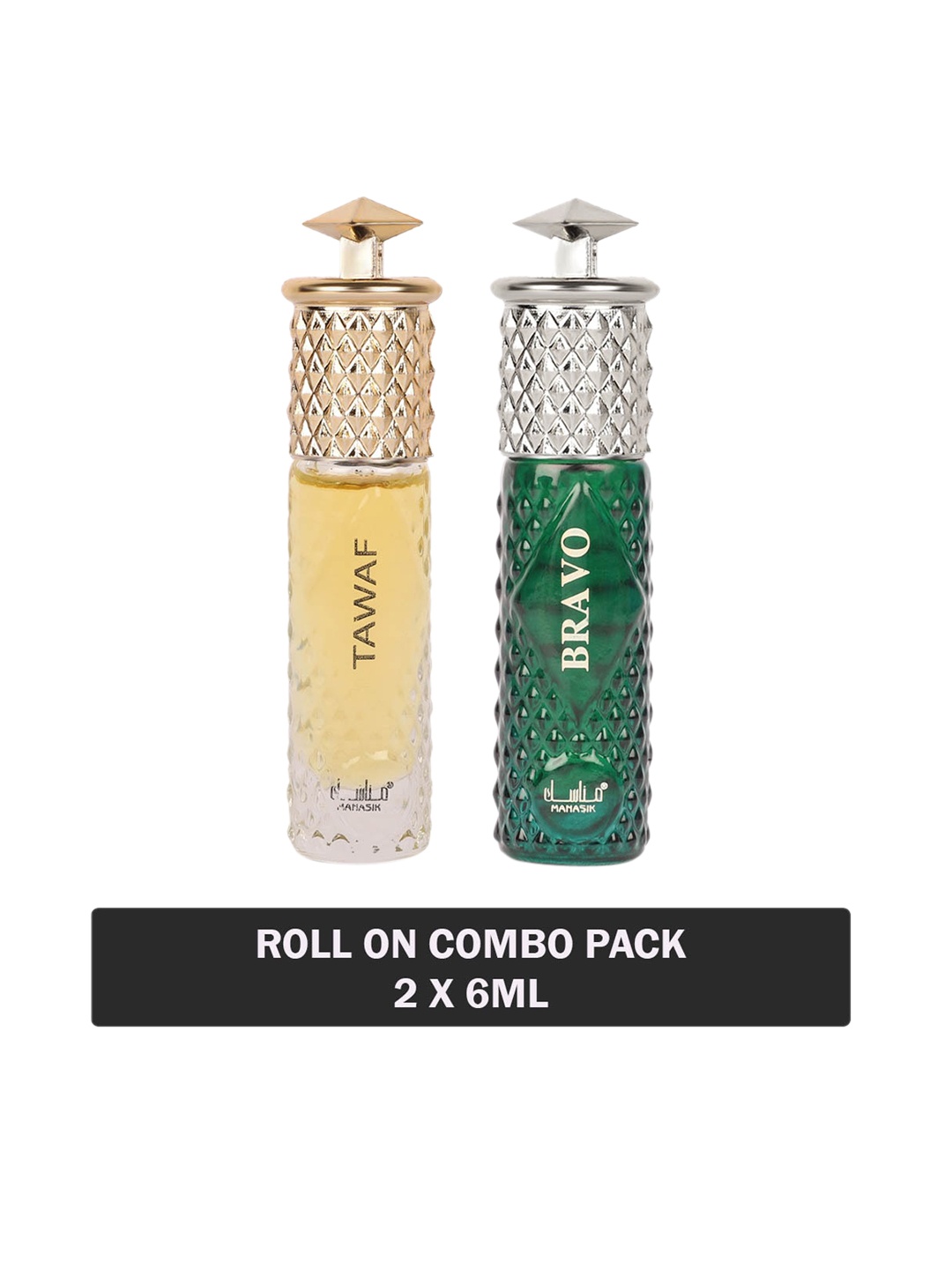 

MANASIK Set of Bravo & Tawaf Long-Lasting Roll-On Attar - 6 ml each, Yellow