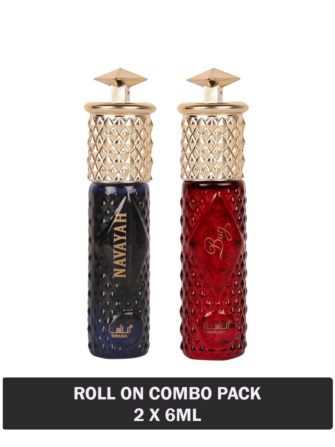 

MANASIK Set of Navayah & Burj Long-Lasting Roll-On Attar - 6 ml each, Red