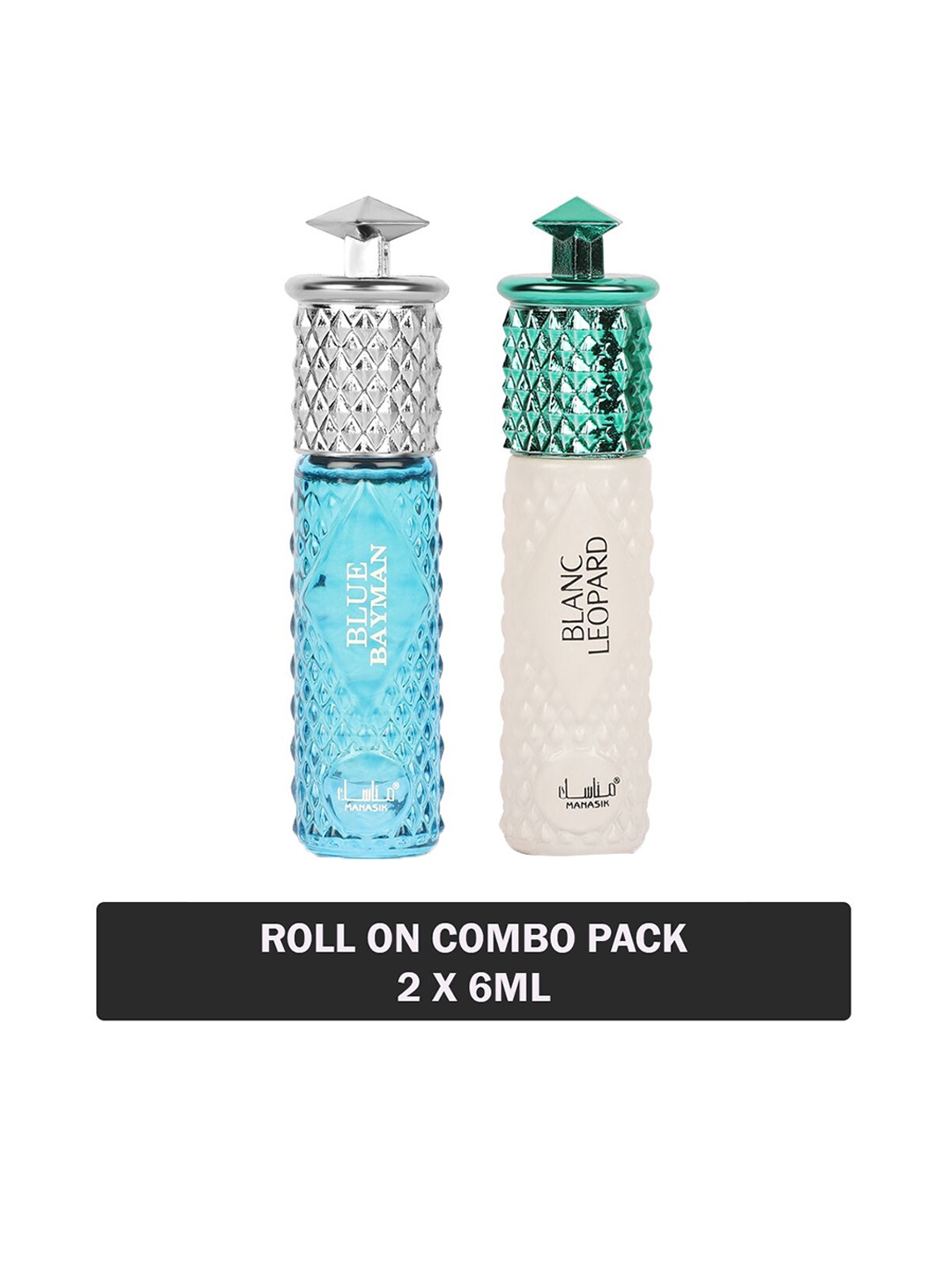 

MANASIK Set of Blue Bayman & Blanc Leopard Long-Lasting Roll-On Attar - 6 ml each