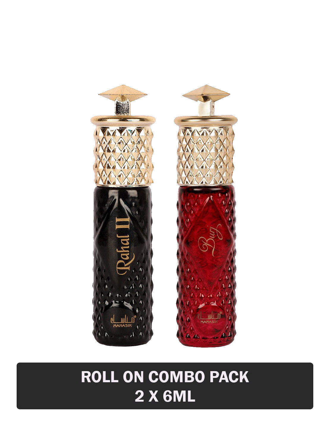 

MANASIK Set of Rahal II & Burj Attars Long-Lasting Roll-On Attar - 6 ml each, Black