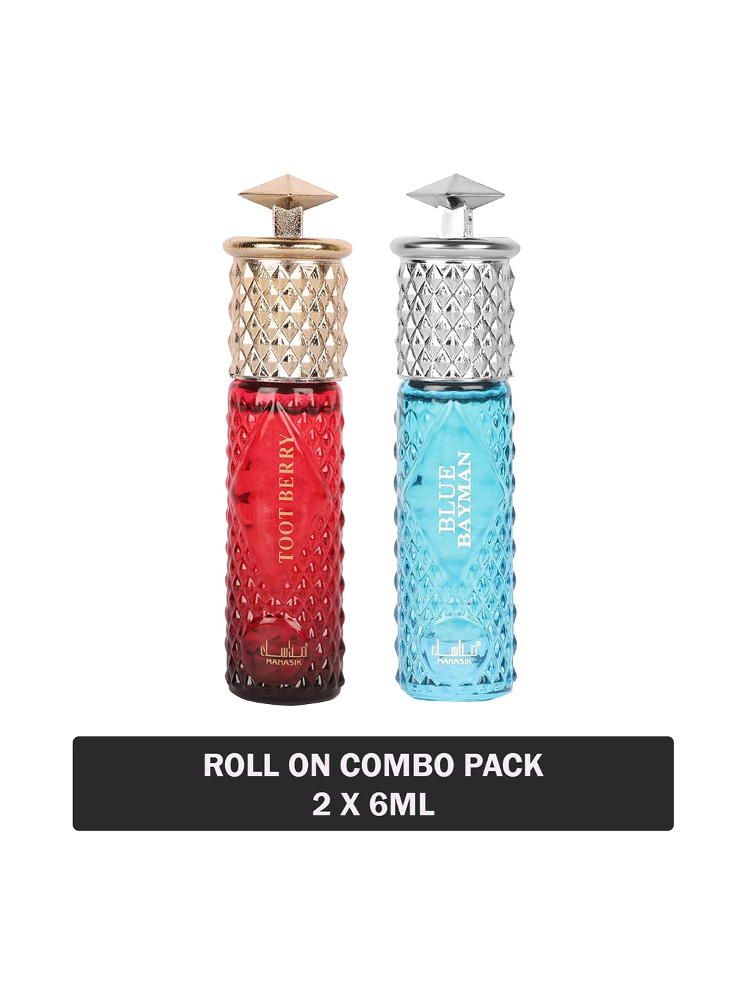

MANASIK Set of Toot Berry & Blue Bayman Long-Lasting Roll-On Attar - 6 ml each, Red