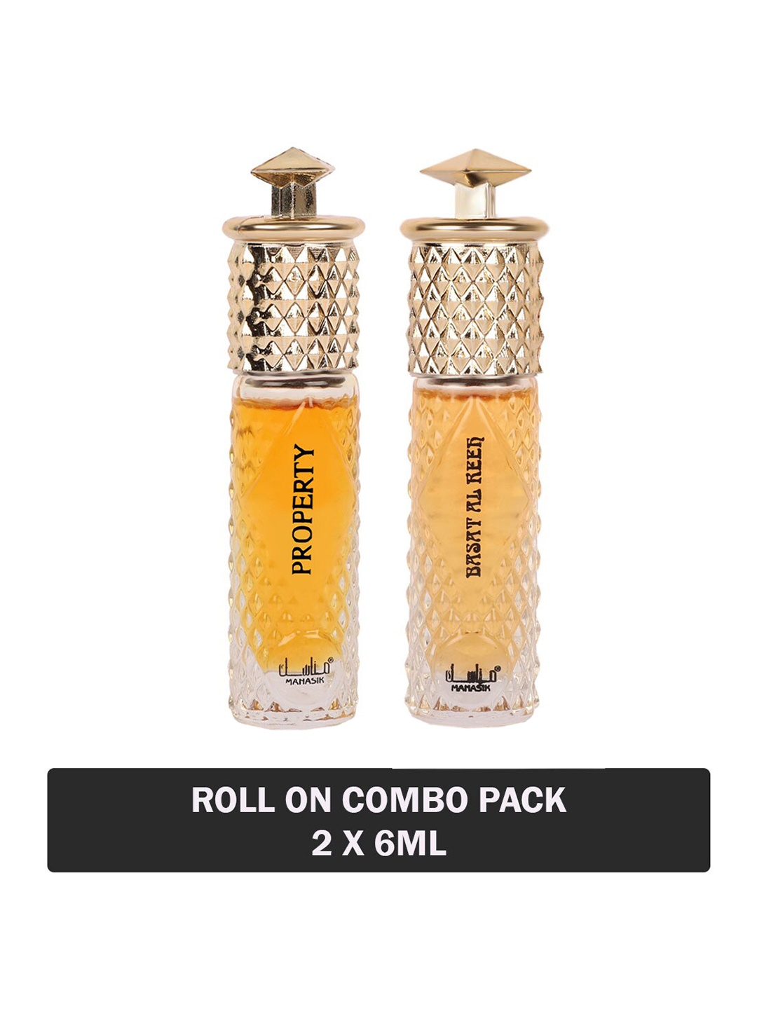 

MANASIK Men Set of Property & Basat Al Reeh Long Lasting Attars - 6 ml Each, Yellow