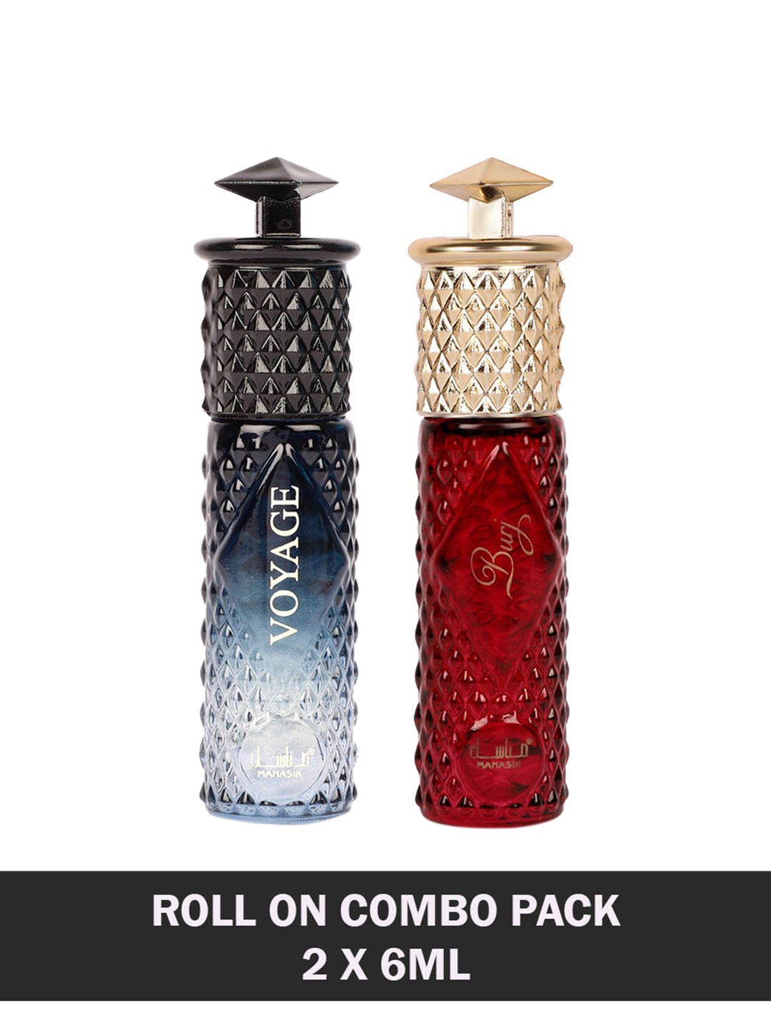 

MANASIK Set of Voyage & Burj Long Lasting Attars - 6 ml Each, Blue