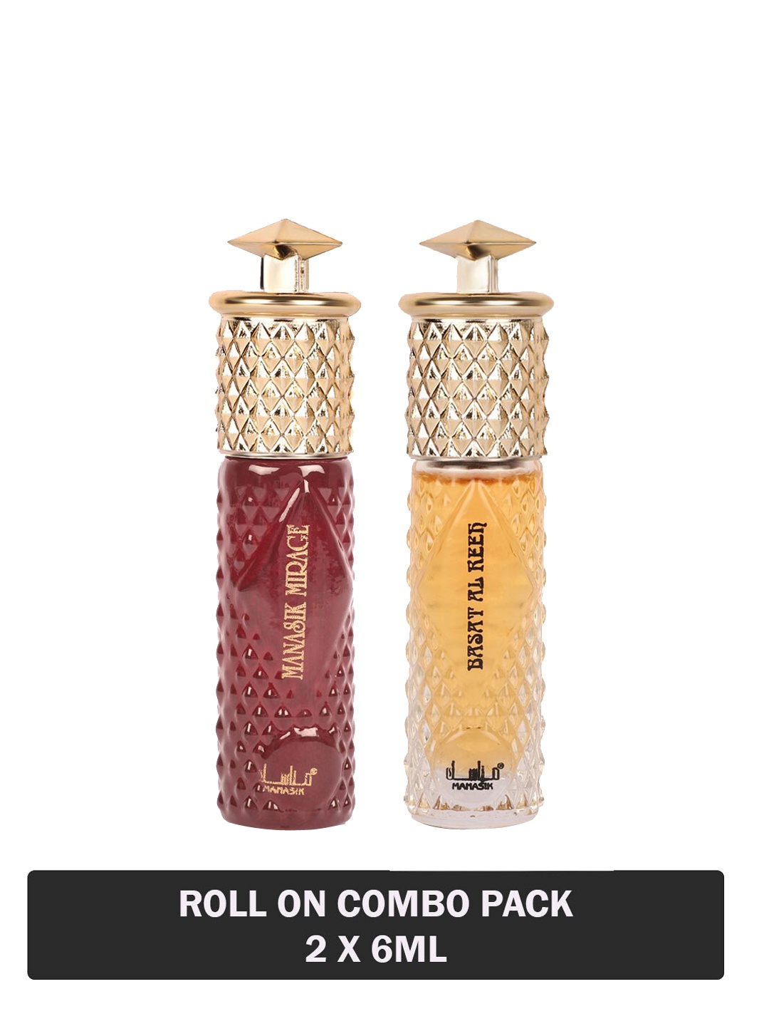 

MANASIK Set of Mirage & Basat Al Reeh Long Lasting Attars - 6 ml Each, Red