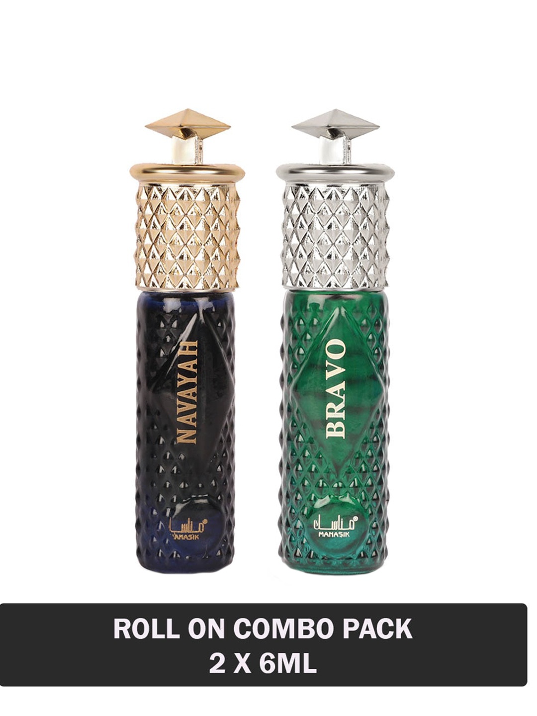 

MANASIK Set of Navayah & Bravo Long Lasting Attars - 6 ml Each, Black