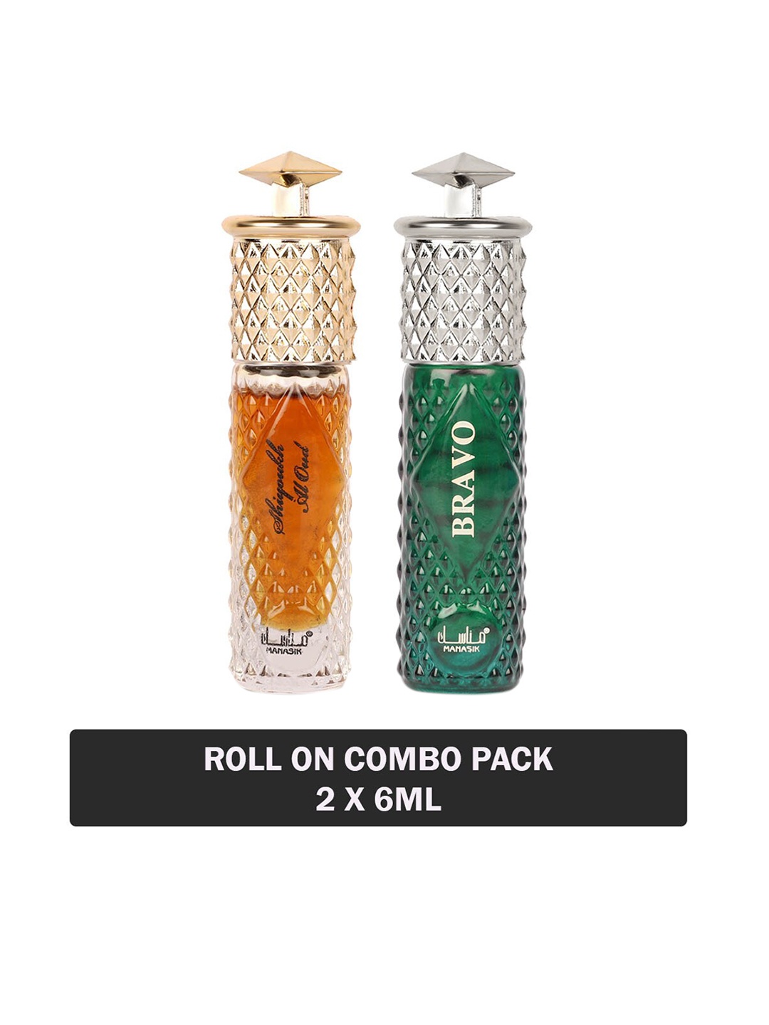

MANASIK Men Set of Shiyoukh Al Oud & Bravo Long Lasting Attars - 6 ml Each, Orange