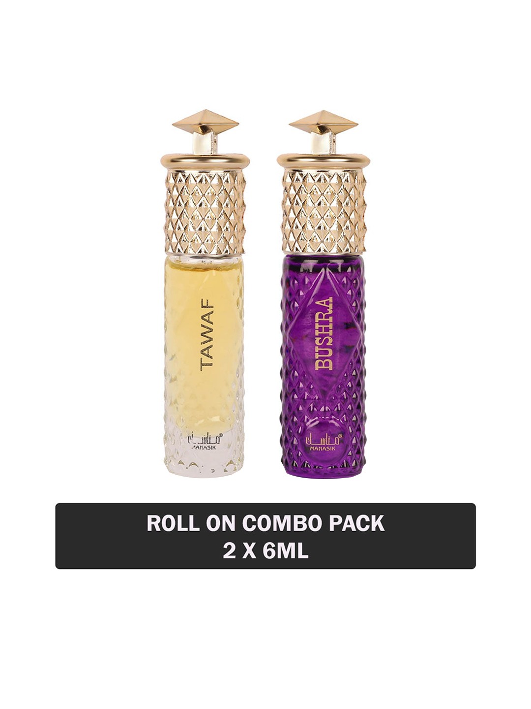 

MANASIK Set of Tawaf & Bushra Long lasting Attars - 6 ml Each, Purple