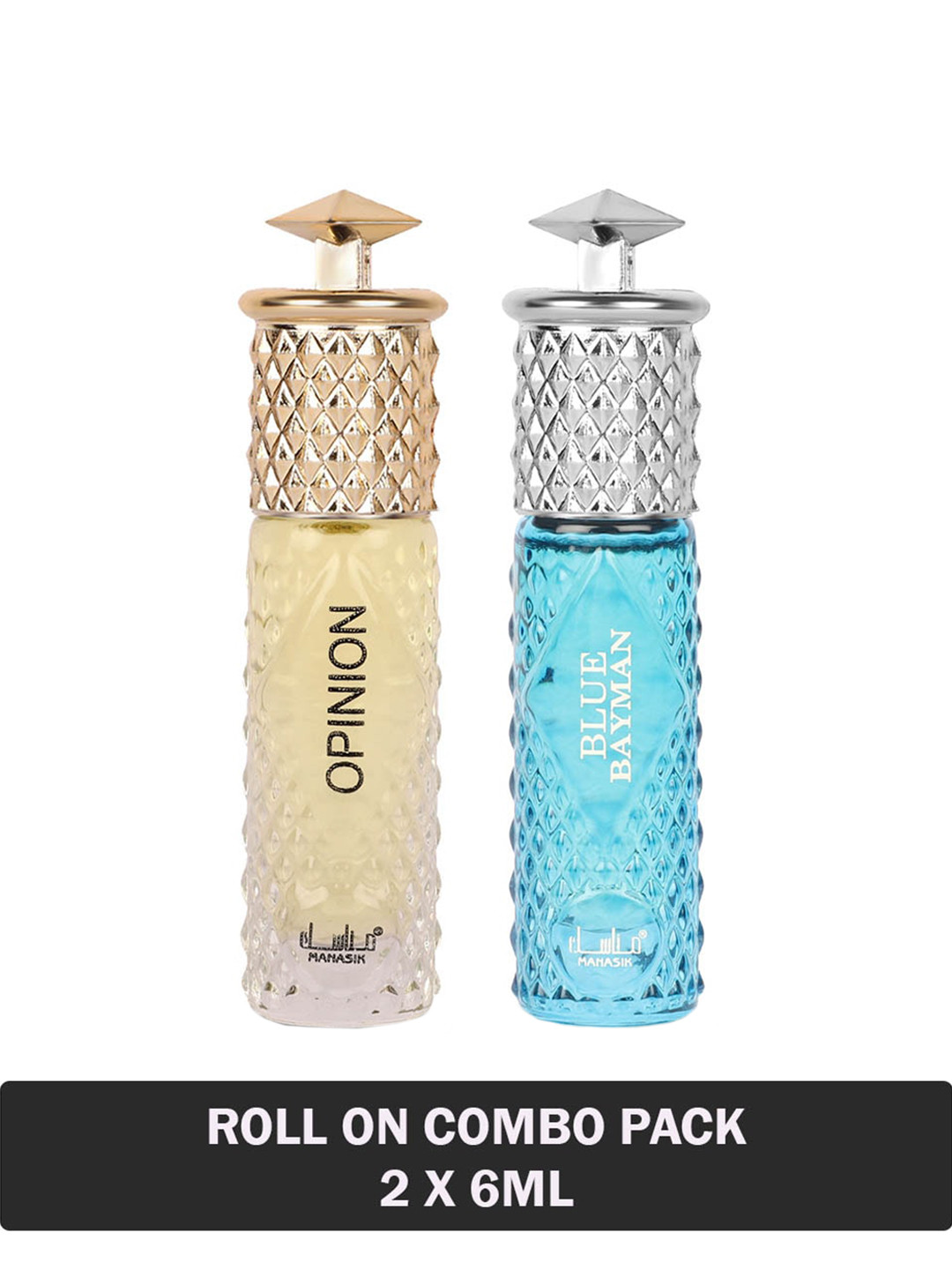 

MANASIK Men Set of Opinion & Blue Bayman Long Lasting Attars - 6 ml Each, Yellow