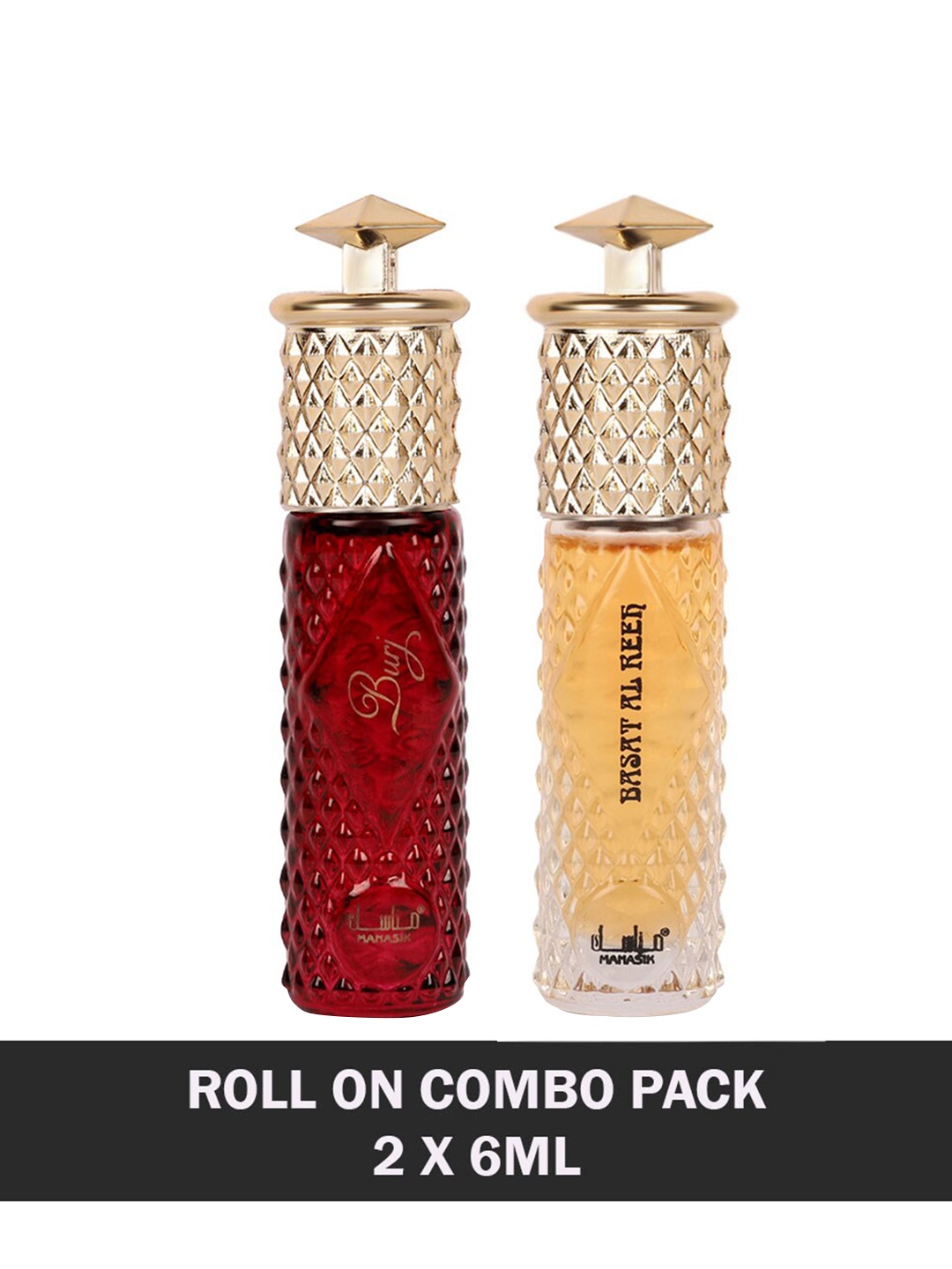 

MANASIK Set Burj & Basat Al Reeh Long Lasting Attars - 6 ml Each, Red