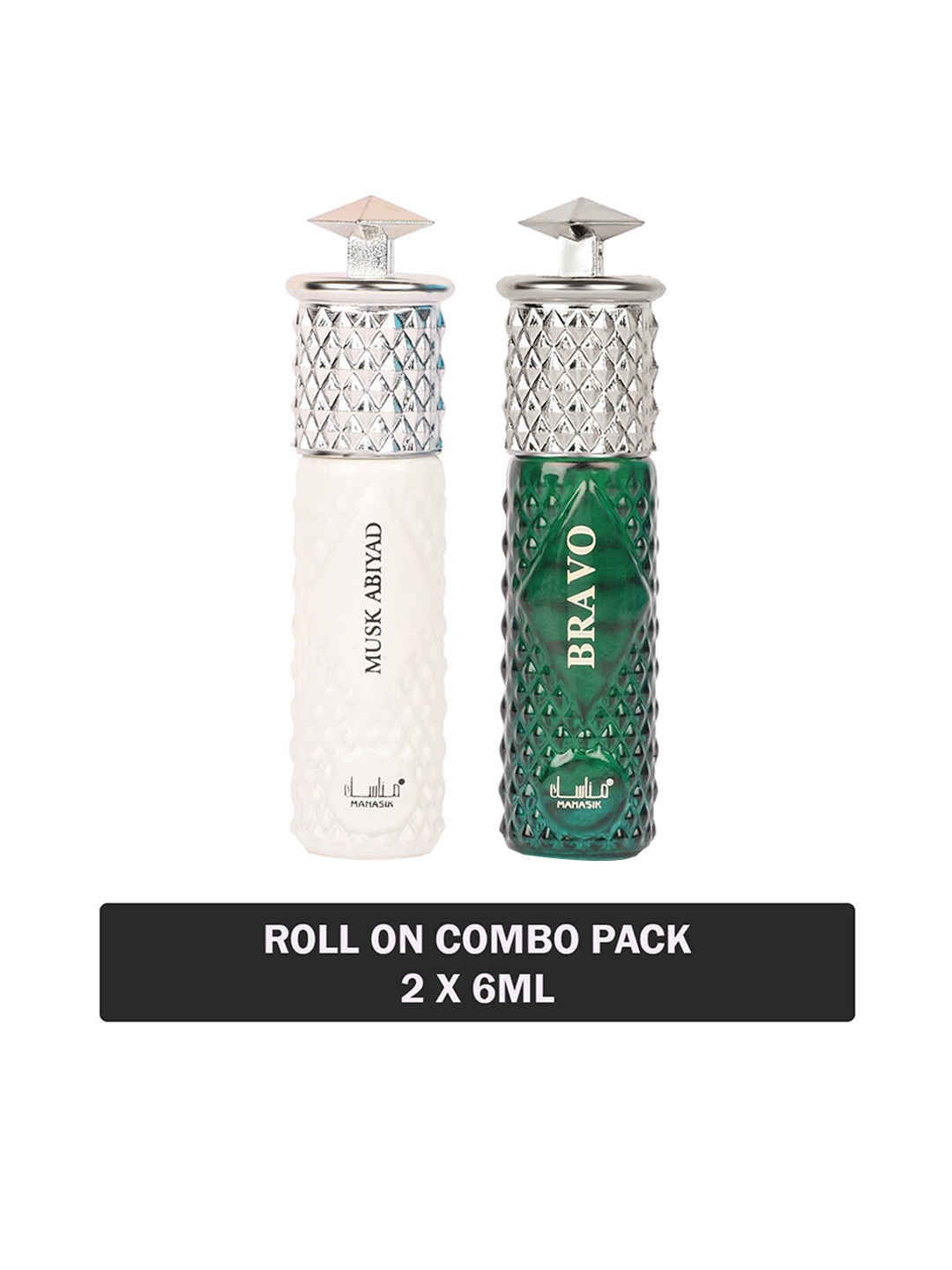 

MANASIK Set of Musk Abiyad & Bravo Long Lasting Attars - 6 ml Each, White