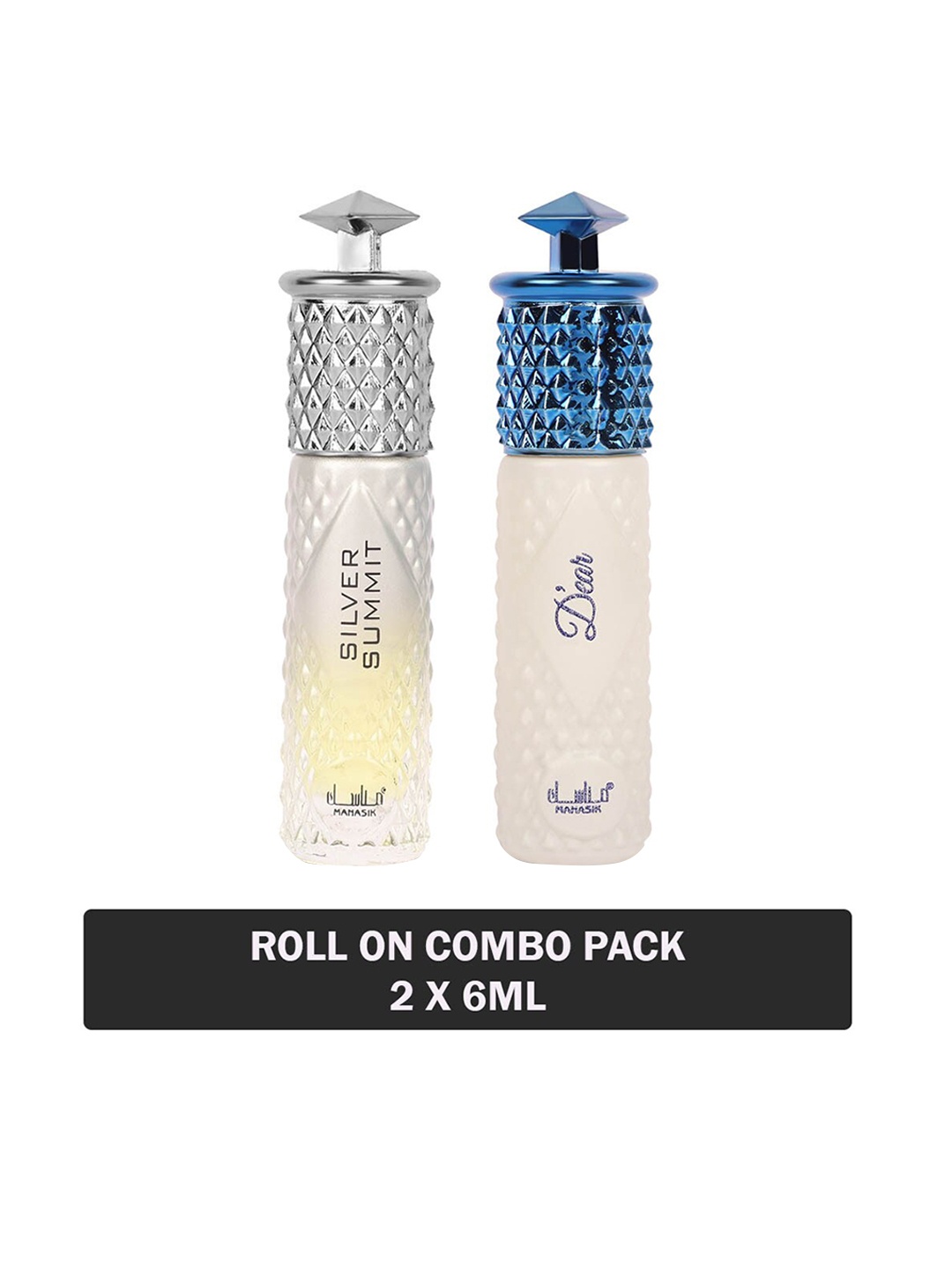 

MANASIK Set Of 2 Long Lasting Attars - 6 ml Each - Silver Summit & D'ear, White