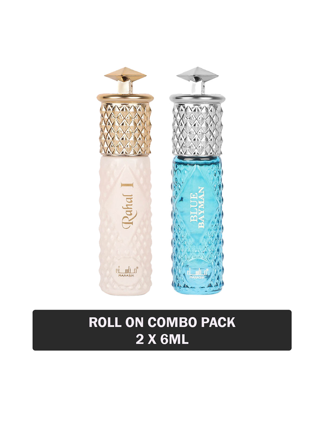 

MANASIK Set Of 2 Long Lasting Attars - 6 ml Each - Rahal I & Blue Bayman, Na