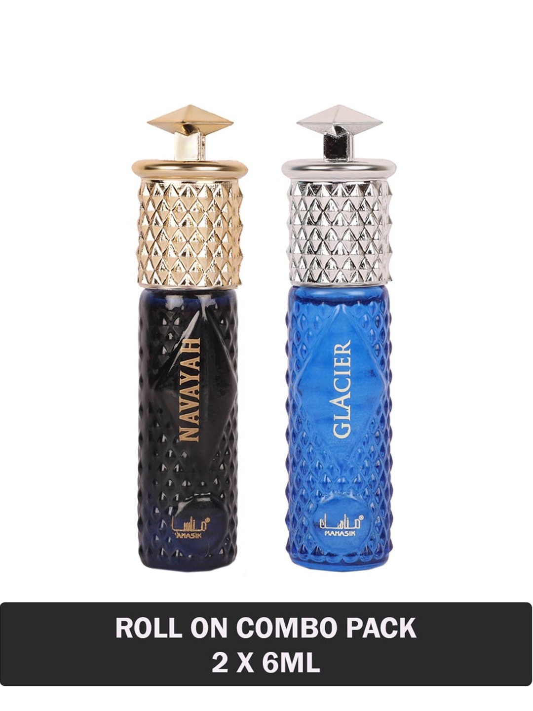 

MANASIK Set Of 2 Long Lasting Attars - 6 ml Each - Navayah & Glacier, Blue
