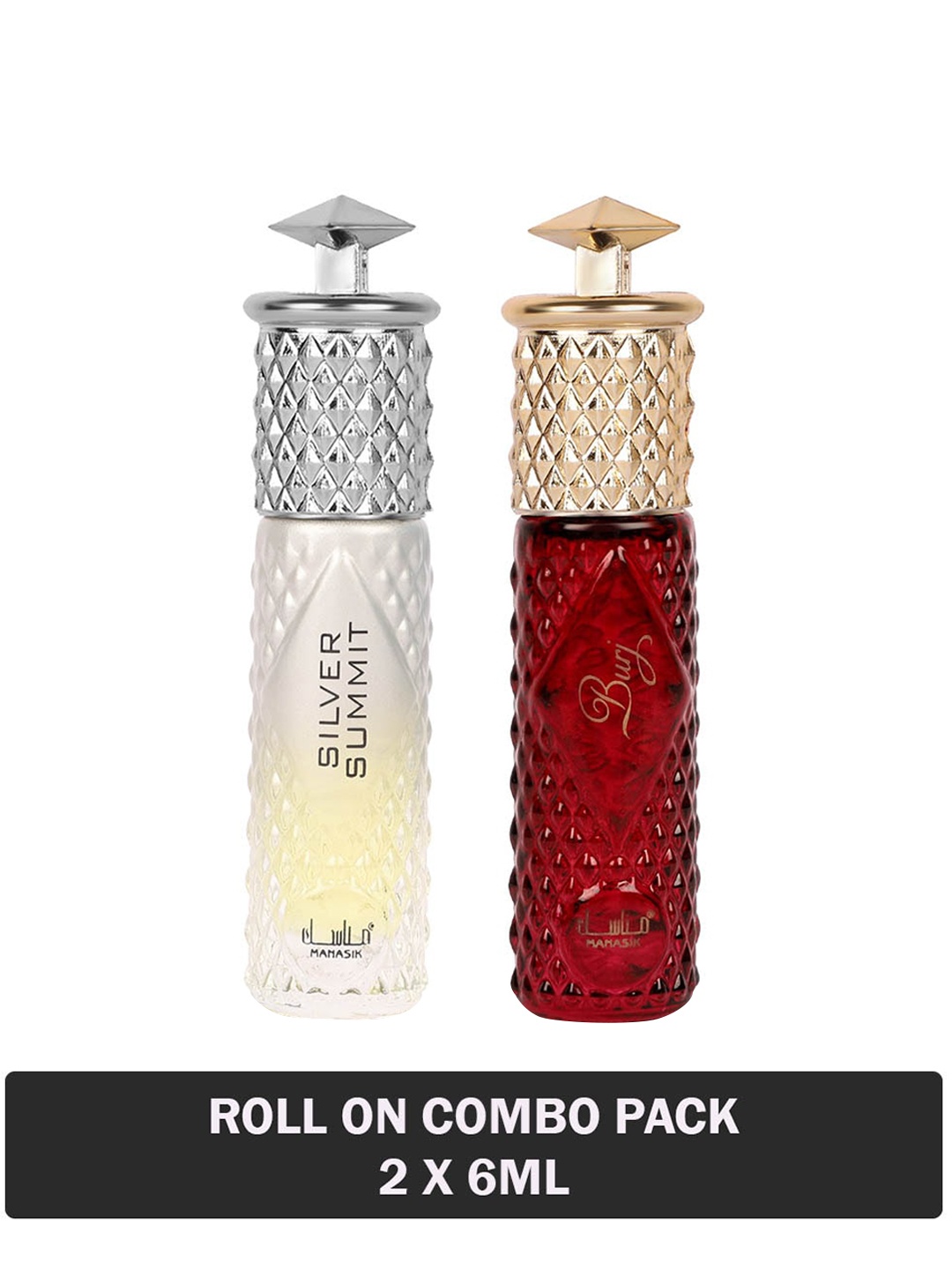 

MANASIK Set Of 2 Long Lasting Attars - 6 ml Each - Silver Summit & Burj, Na