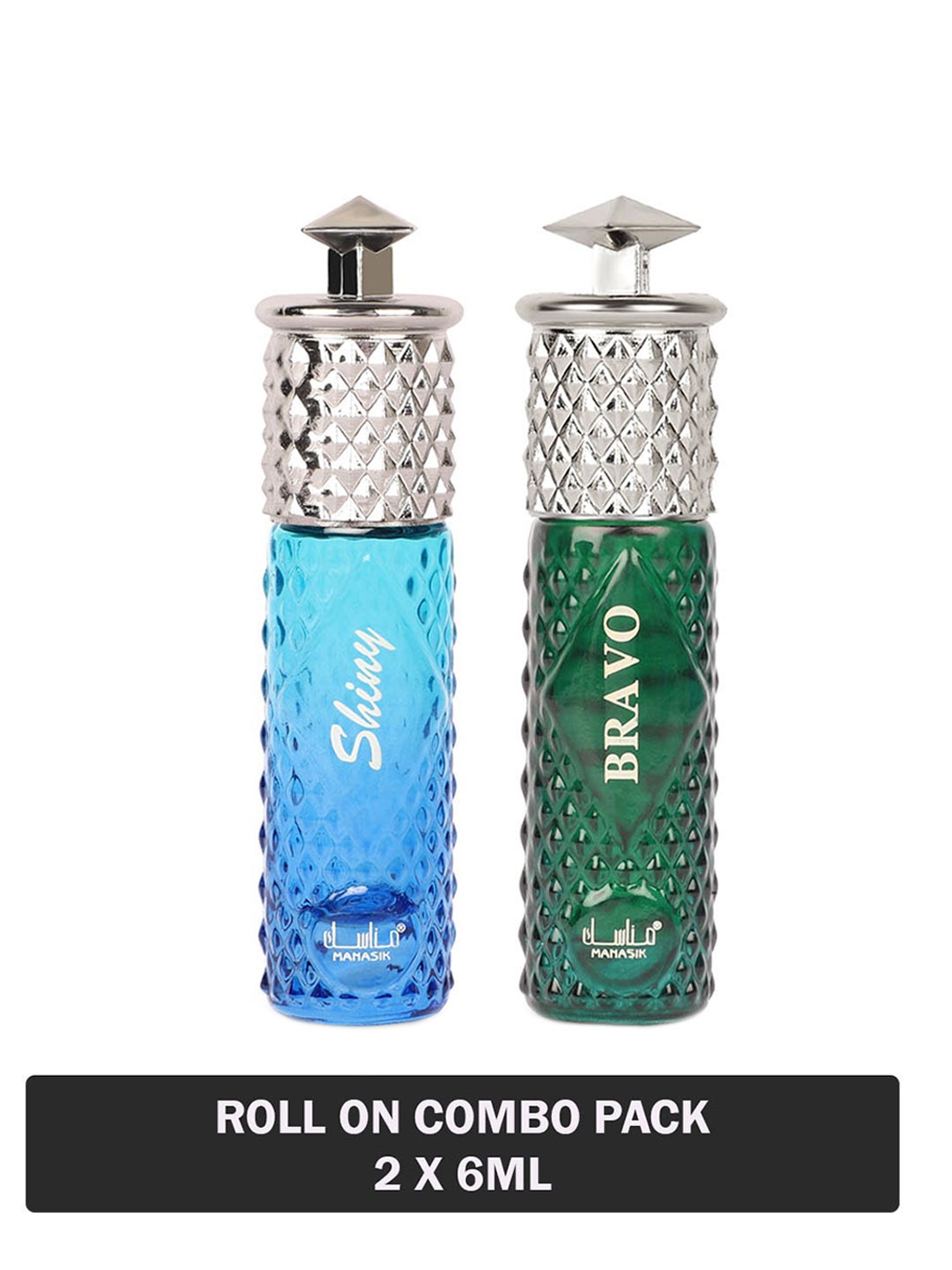 

MANASIK Men Set Of 2 Long Lasting Attars - 6 ml Each - Shiny Blue & Bravo, Na