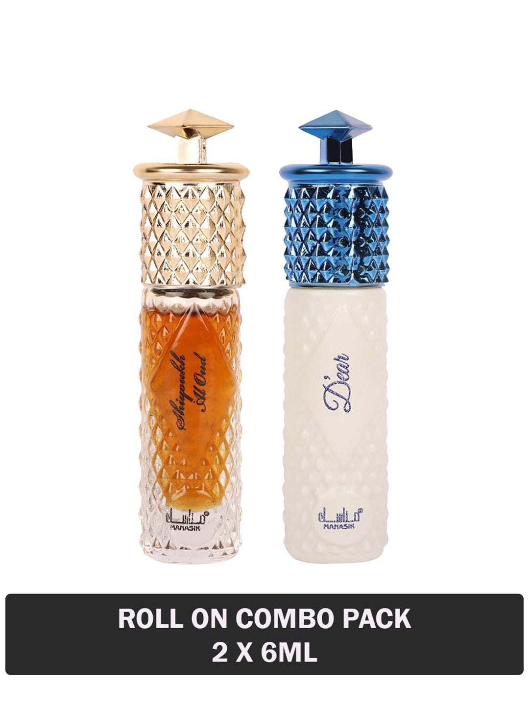 

MANASIK Set Of 2 Long-Lasting Roll-On Attars 6ml Each - Shiyoukh Al Oud & Dear, White